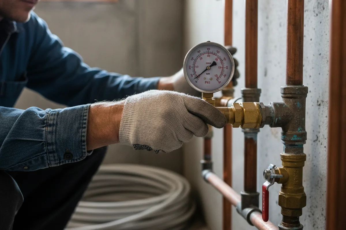Pressure testing a repaired line during Water Line Repair in Abita Springs